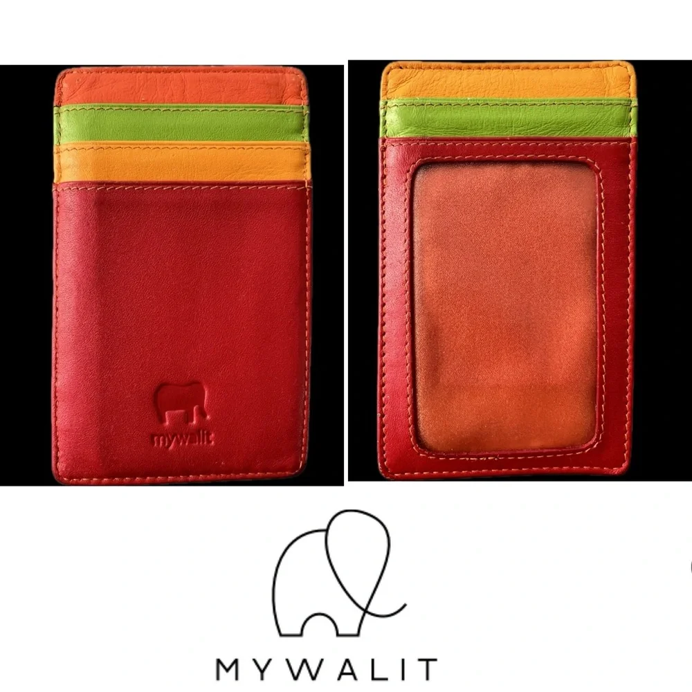 💲💳Leather Credit Card Case Holder Multicolor Red/Orange/Green/Yellow | MyWalit